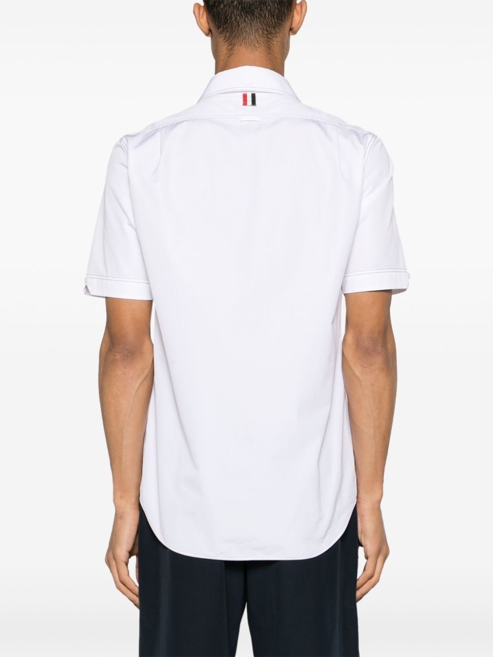 decorative-stitch cotton shirt - 4