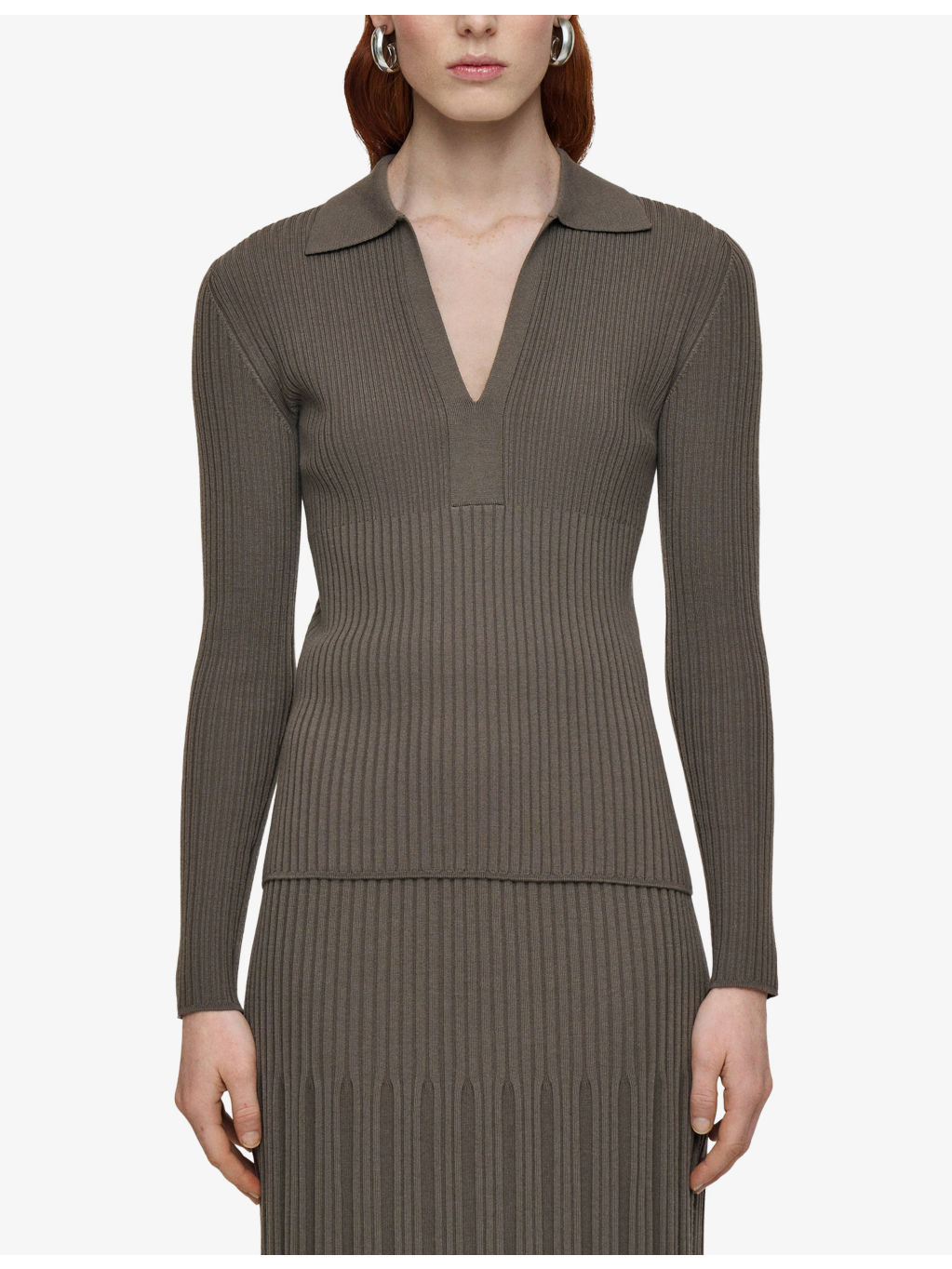 Merino Rib Knit Polo Top - 3