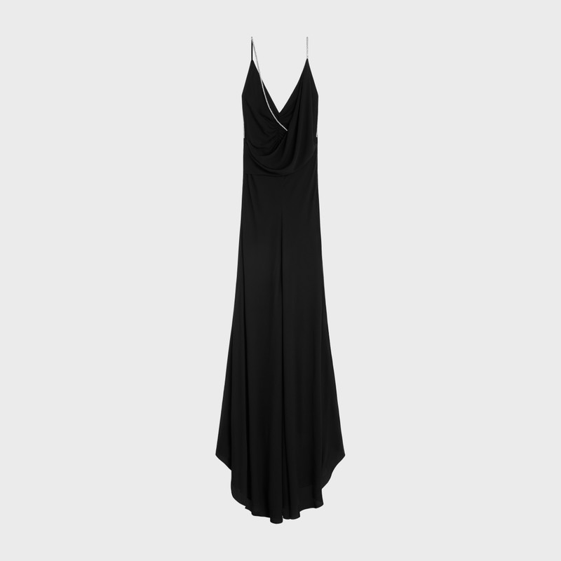 CELINE long draped dress in silk georgette outlook