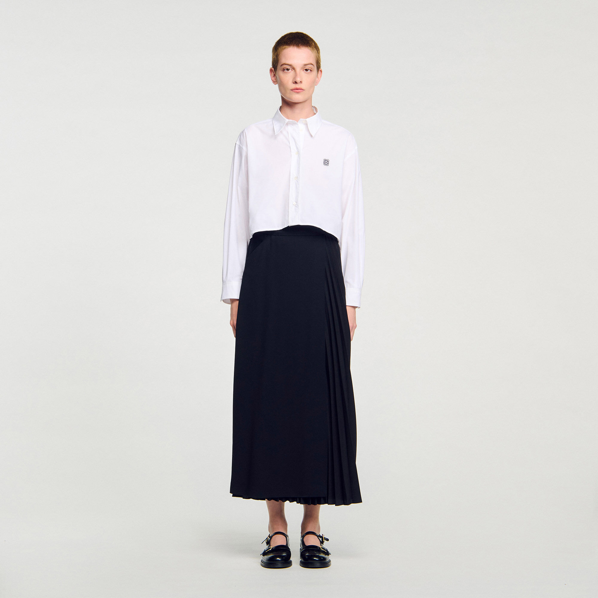 CURB CHAIN BUCKLE PLEATED SKIRT - 2