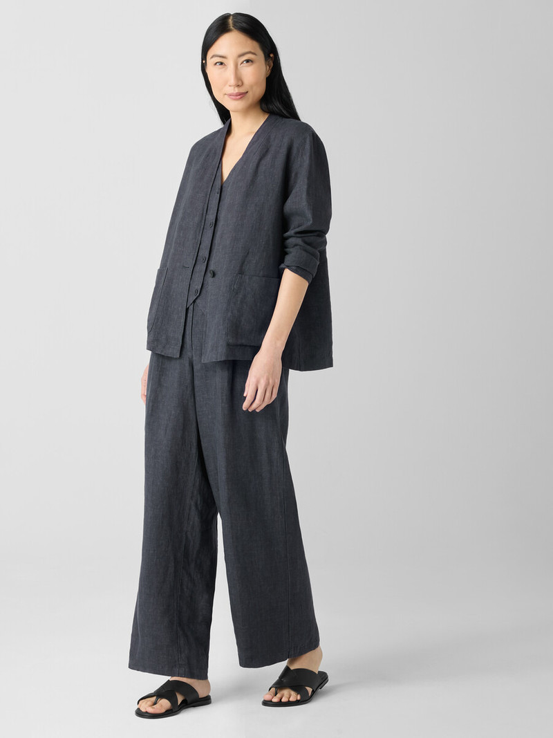 Washed Organic Linen Délavé High Collar Jacket 3