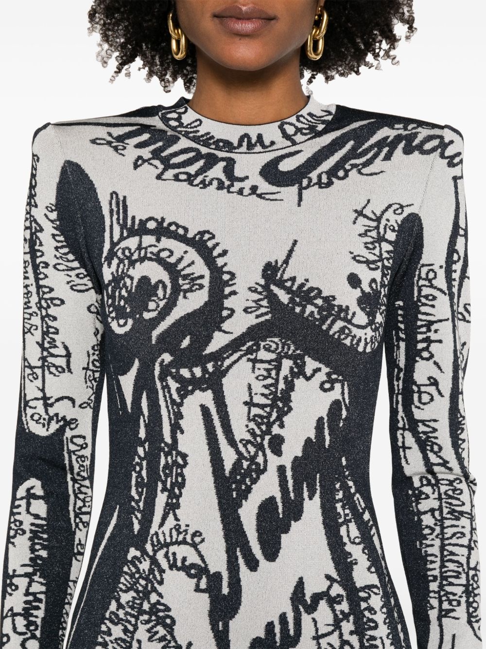 body-motif embroidered mini dress - 5
