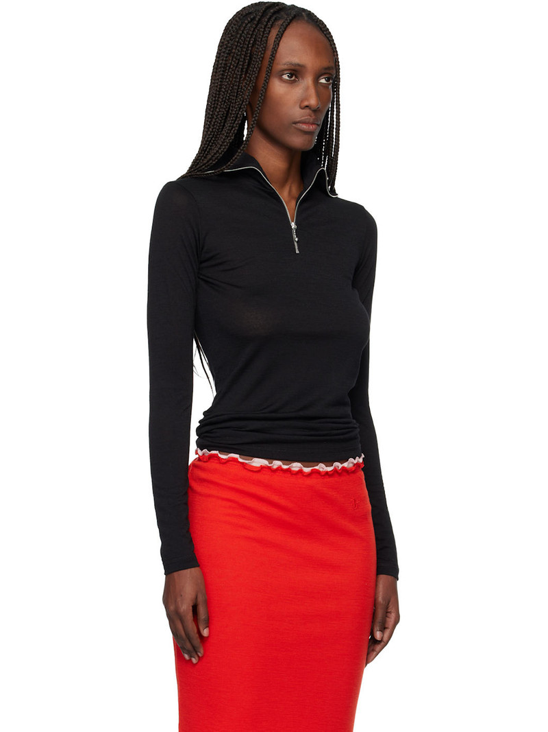 Black Lightweight Technical Wool Jersey Polo 2
