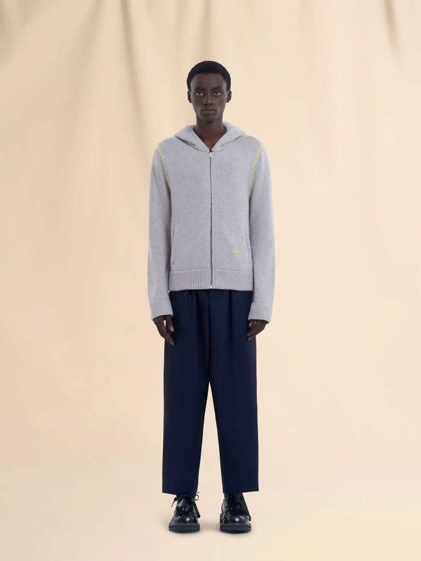 DEEP BLUE TROPICAL WOOL TROUSERS WITH DRAWSTRING WAIST - 2