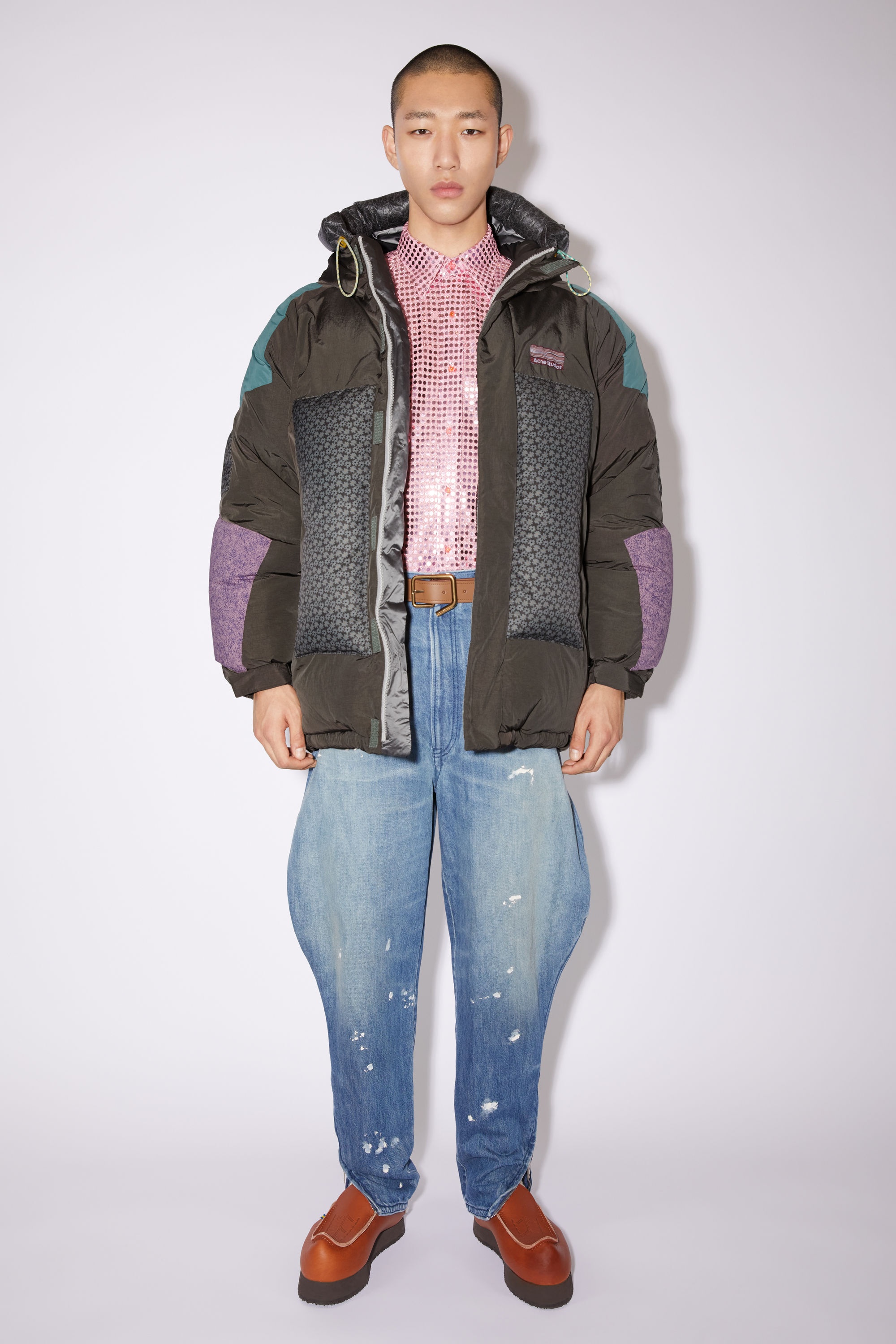 Hooded ripstop puffer jacket - Dark khaki/multi - 2
