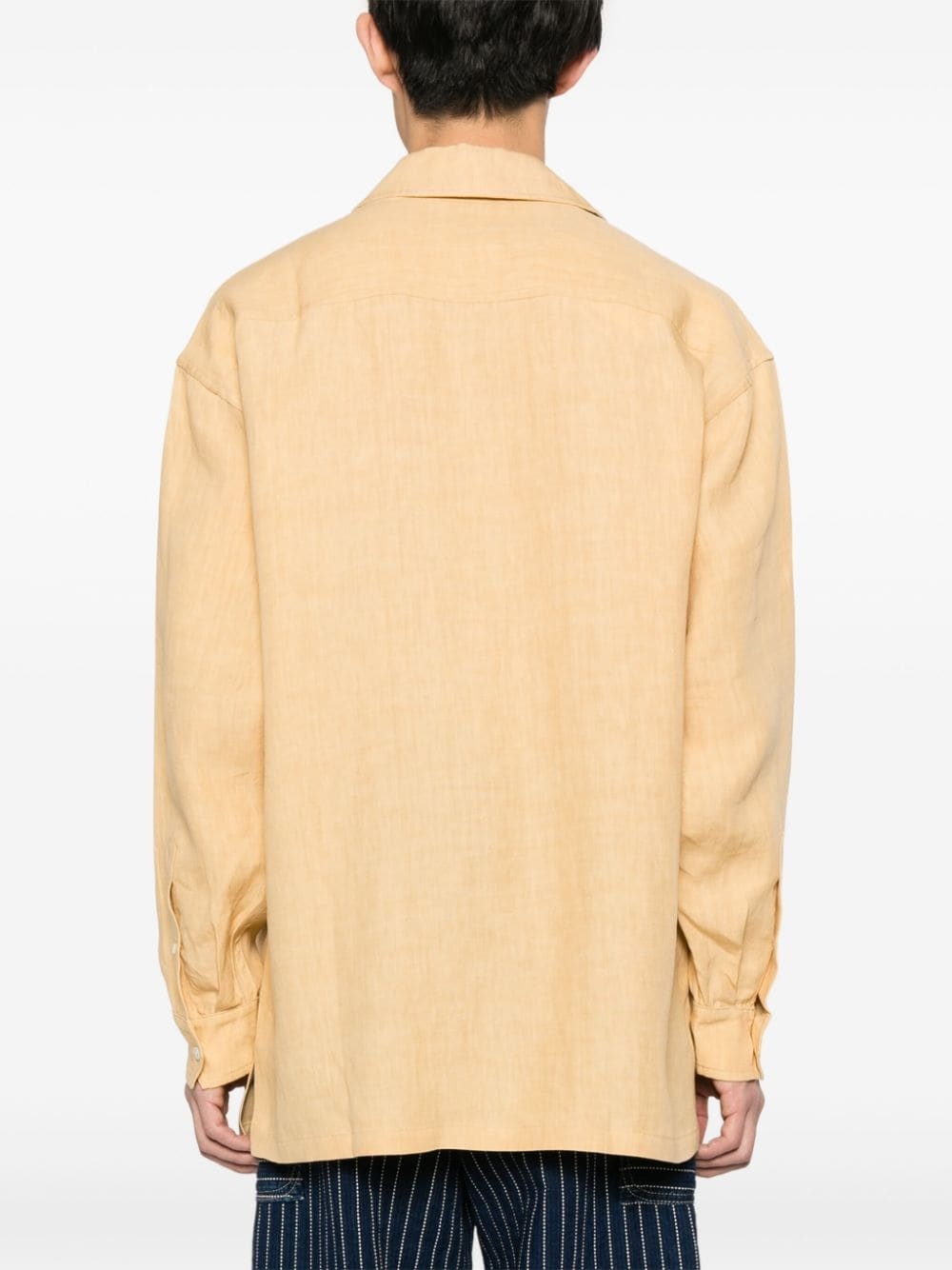 logo-appliquÃ© linen oversized shirt - 4