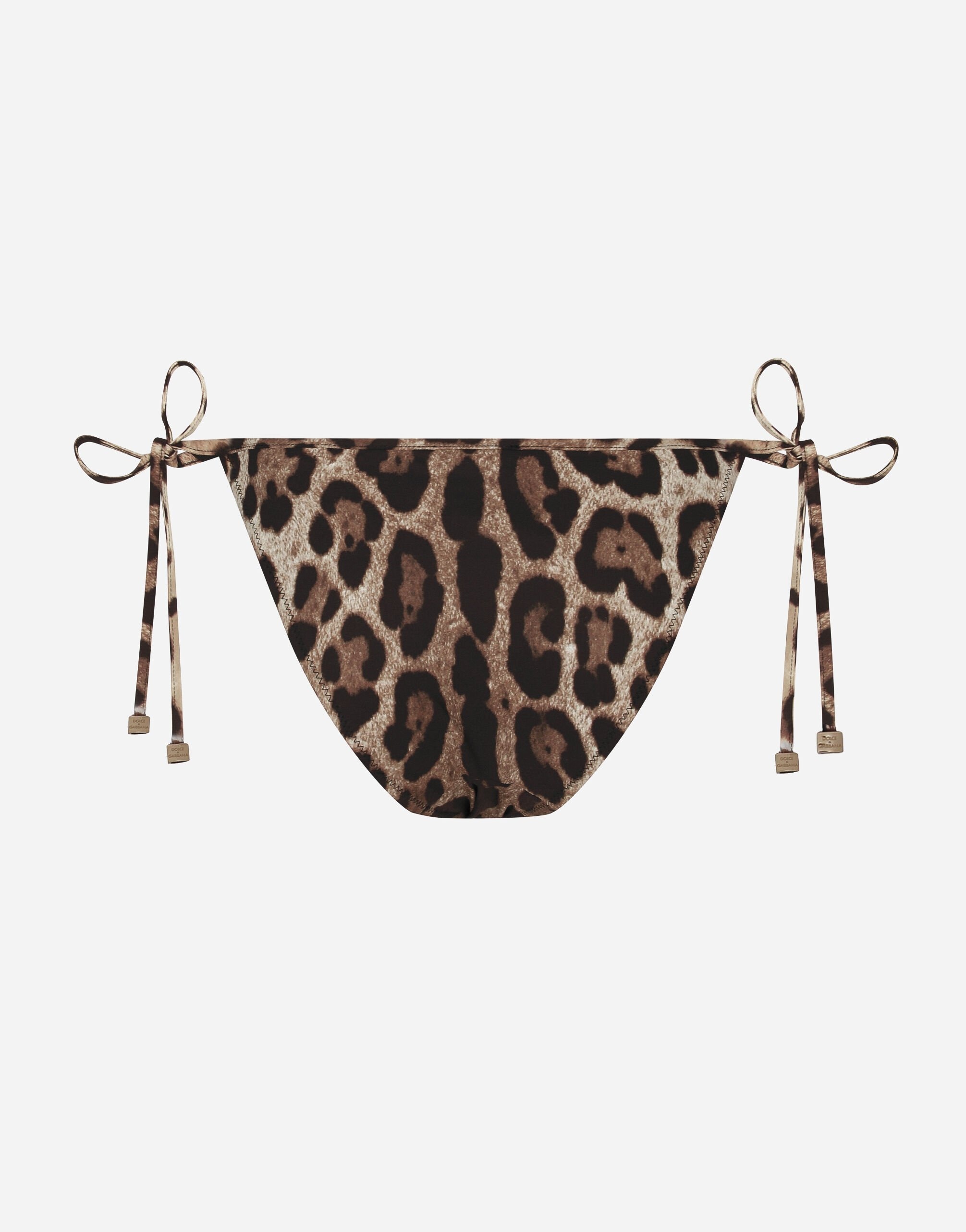 Leopard-print string bikini bottoms - 2