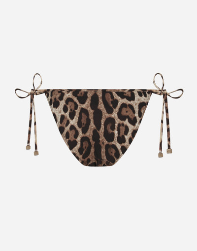 Dolce & Gabbana Leopard-print string bikini bottoms outlook