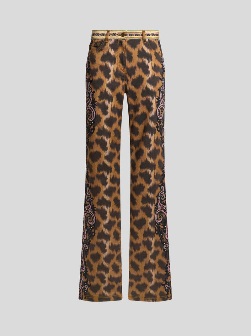 BOOTCUT JEANS IN BULL DENIM WITH ANIMAL MOTIF 1