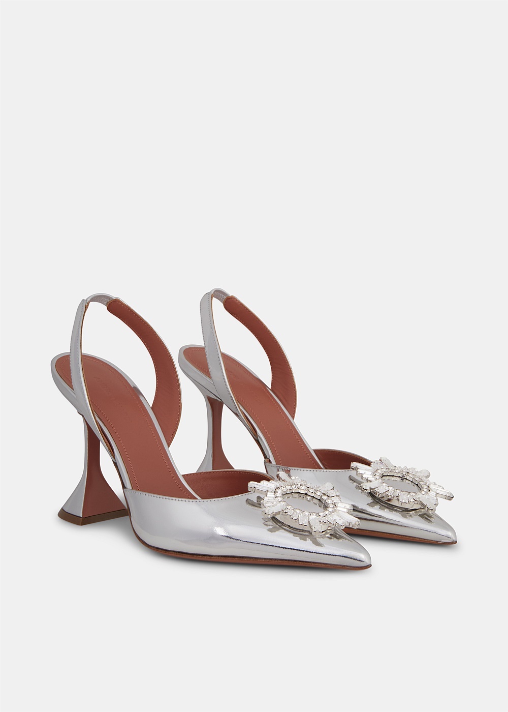 Silver Mirror Begum Sling Heels - 2