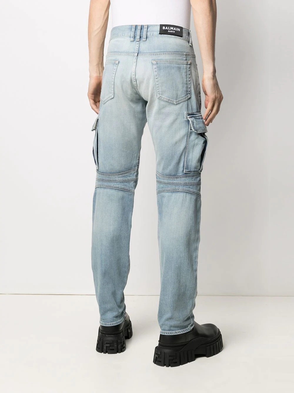 cargo pocket tapered jeans - 4