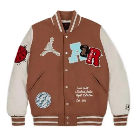 Air Jordan x Travis Scott Varsity Jacket Asia Sizing 'Antique Brown' DO4104-256 - 1