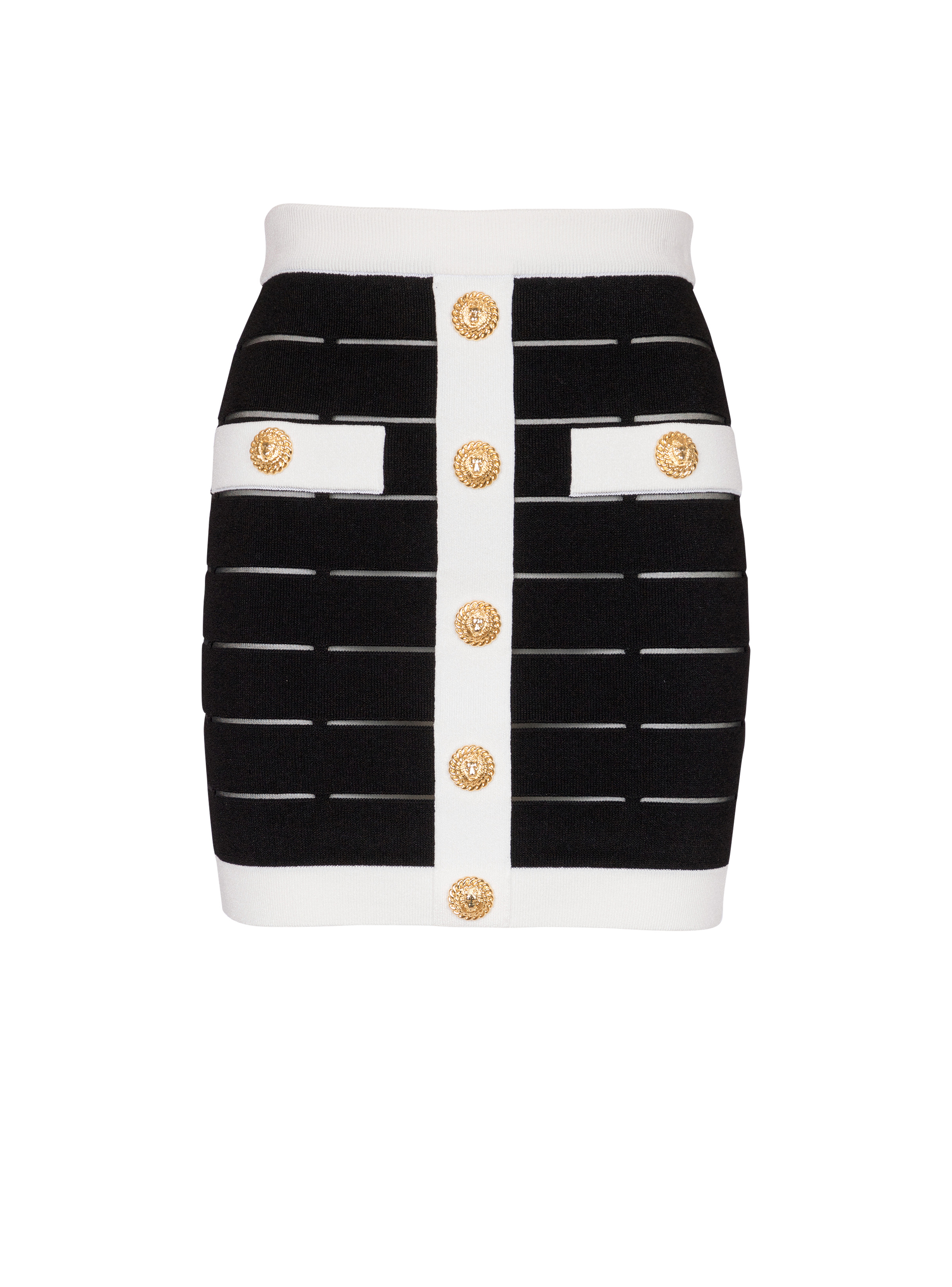 Two-tone buttoned knit skirt - 1