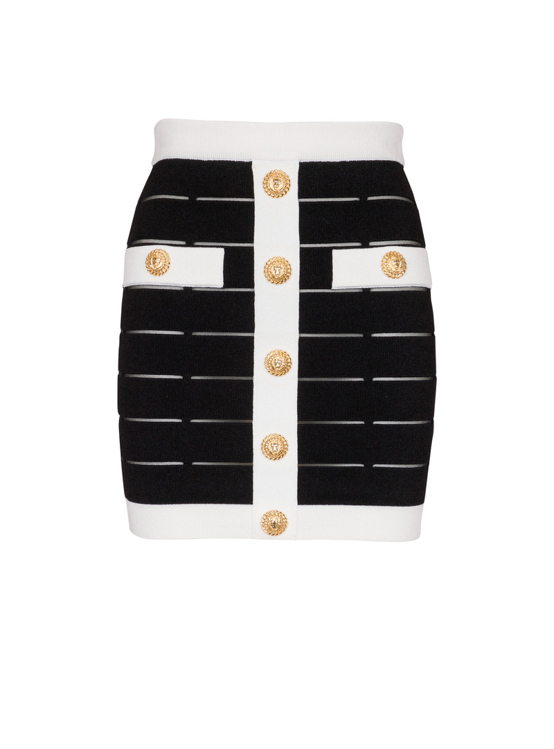 Two-tone buttoned knit skirt 1