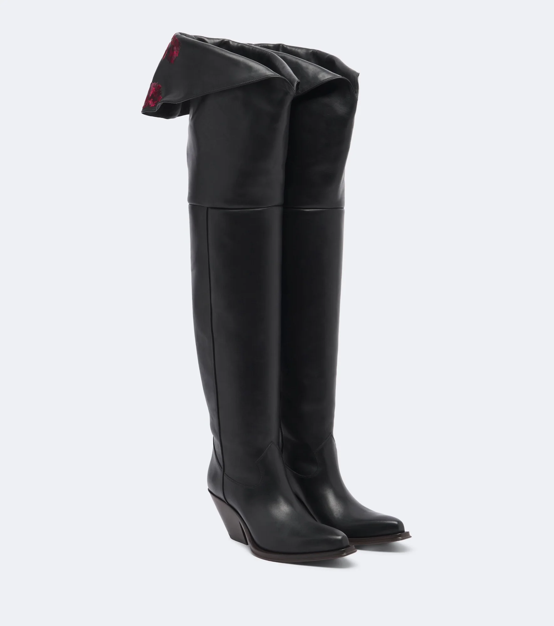 Azelan embroidered leather over-the-knee boots - 1