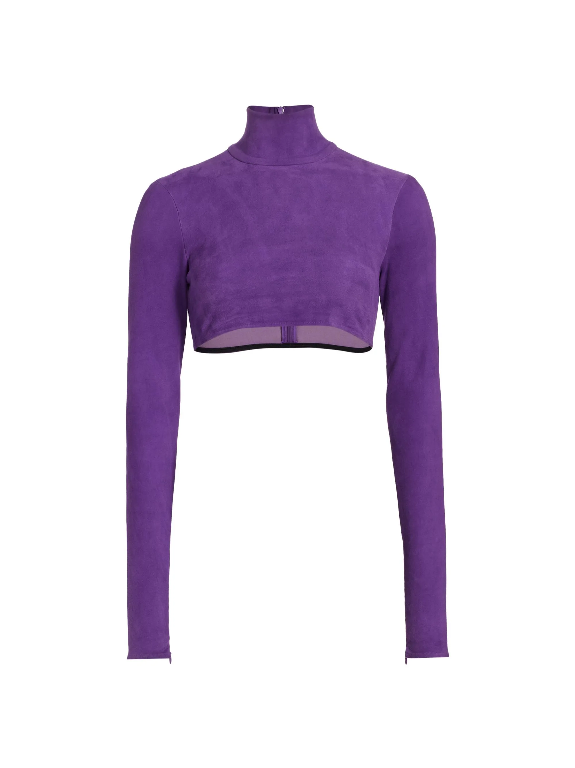 Women's Suede Turtleneck Crop Top - Grape - 1