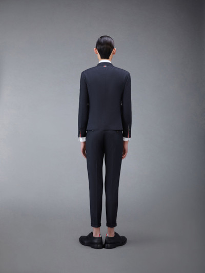 Thom Browne CHARCOAL GREY SUPER 120S TWILL HIGH ARMHOLE SUIT WITH TIE AND LOW RISE SKINNY TROUSER outlook