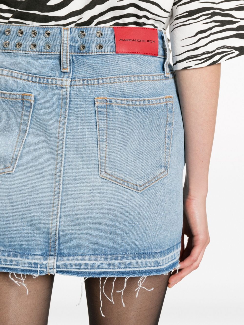 studded frayed denim miniskirt - 5