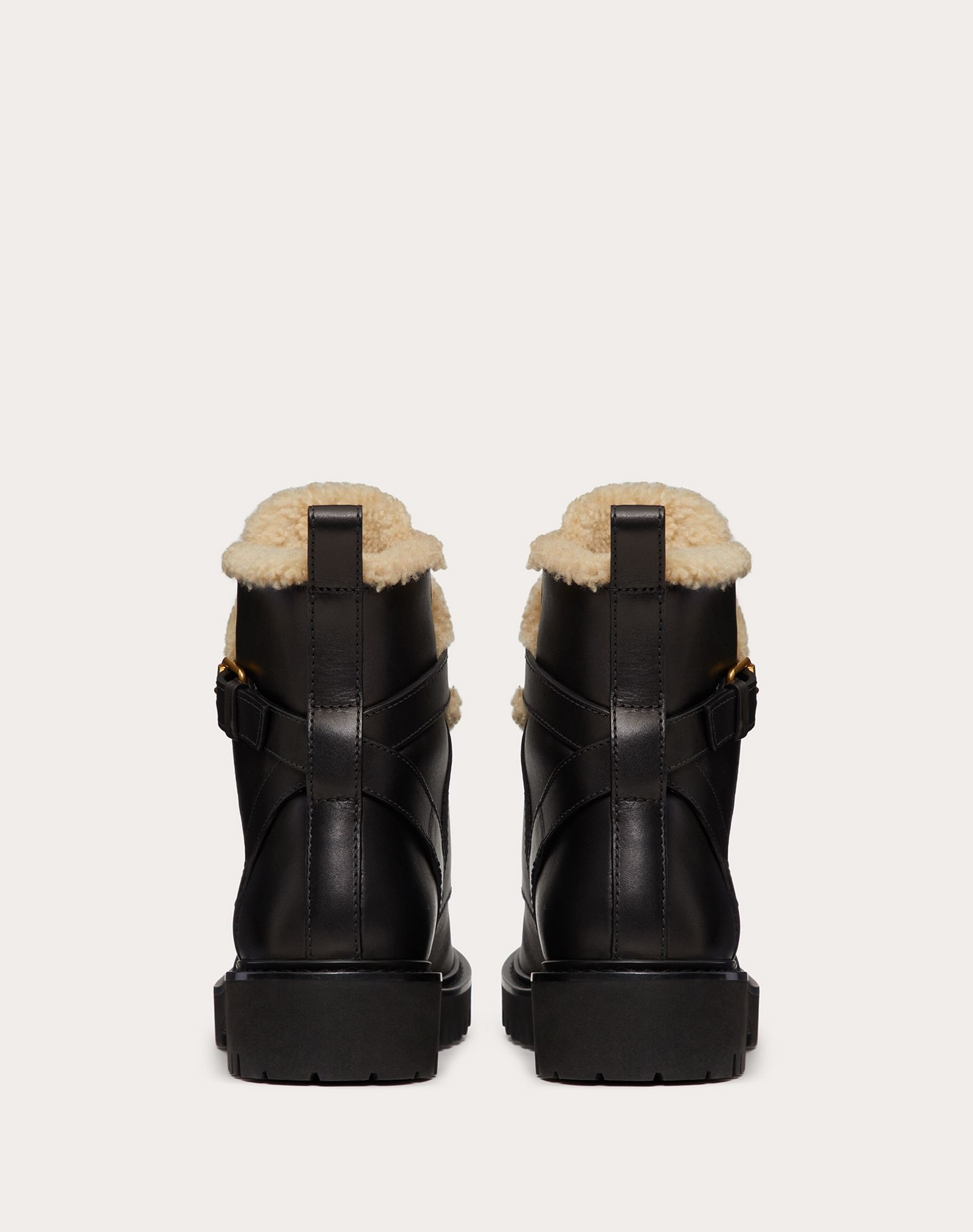 VLogo Signature Calfskin and Shearling Combat Boot 35 mm - 3