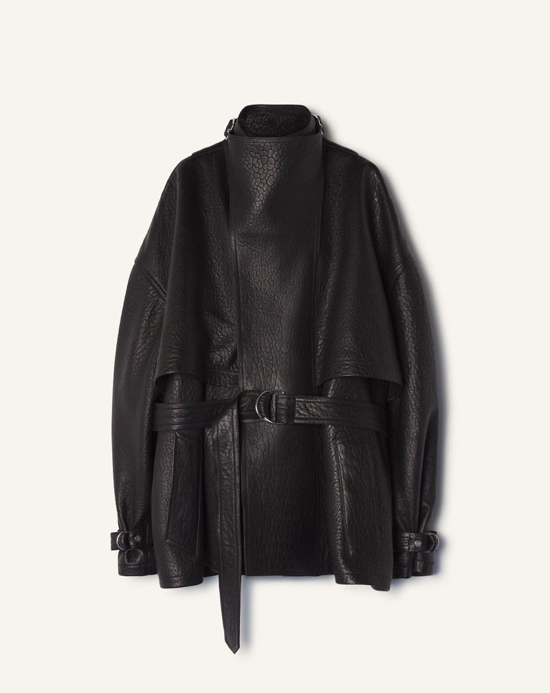 STAND COLLAR LEATHER JACKET 1