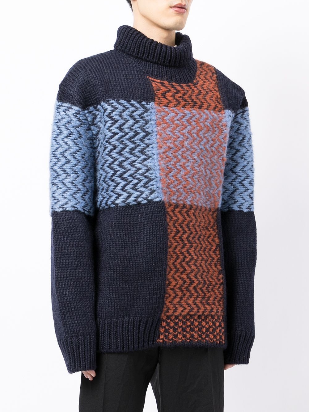 exploded woven check intarsia-knit jumper - 3