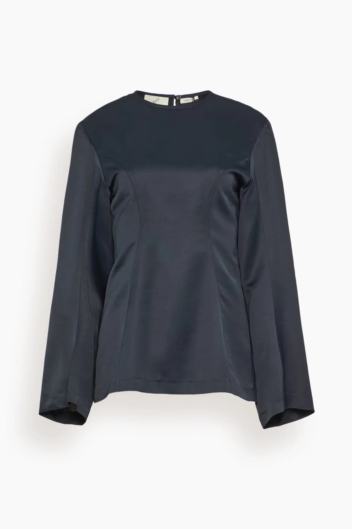 Sculpted Satin Blouse in Black - 1