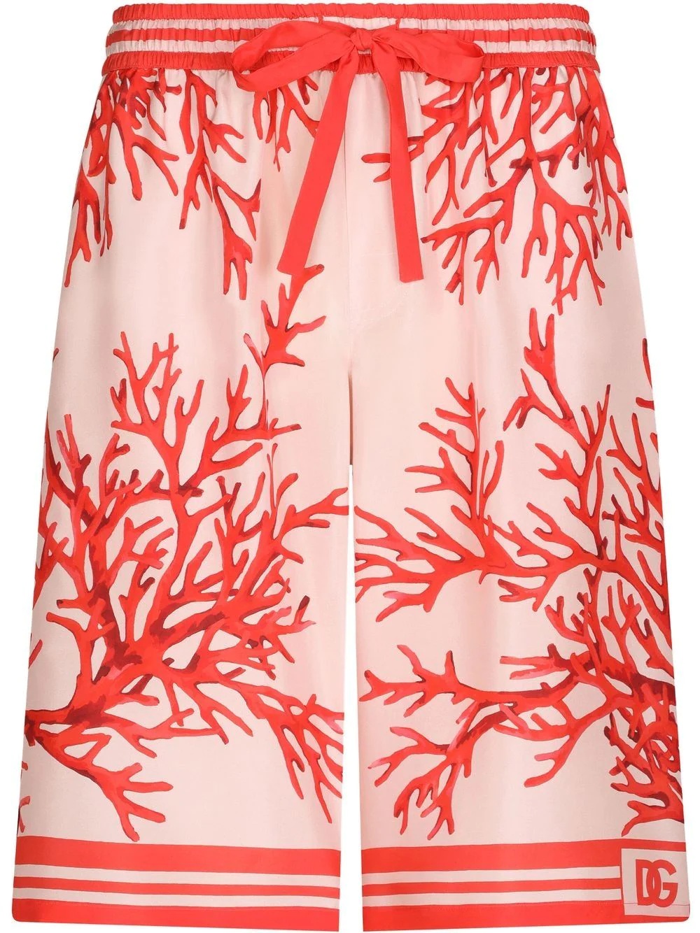 coral-print silk Bermuda shorts - 1