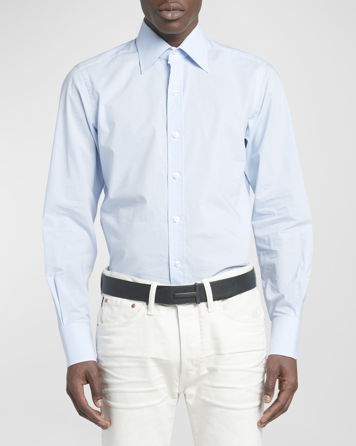 Men's Cotton Micro-Gingham Check Sport Shirt - 4