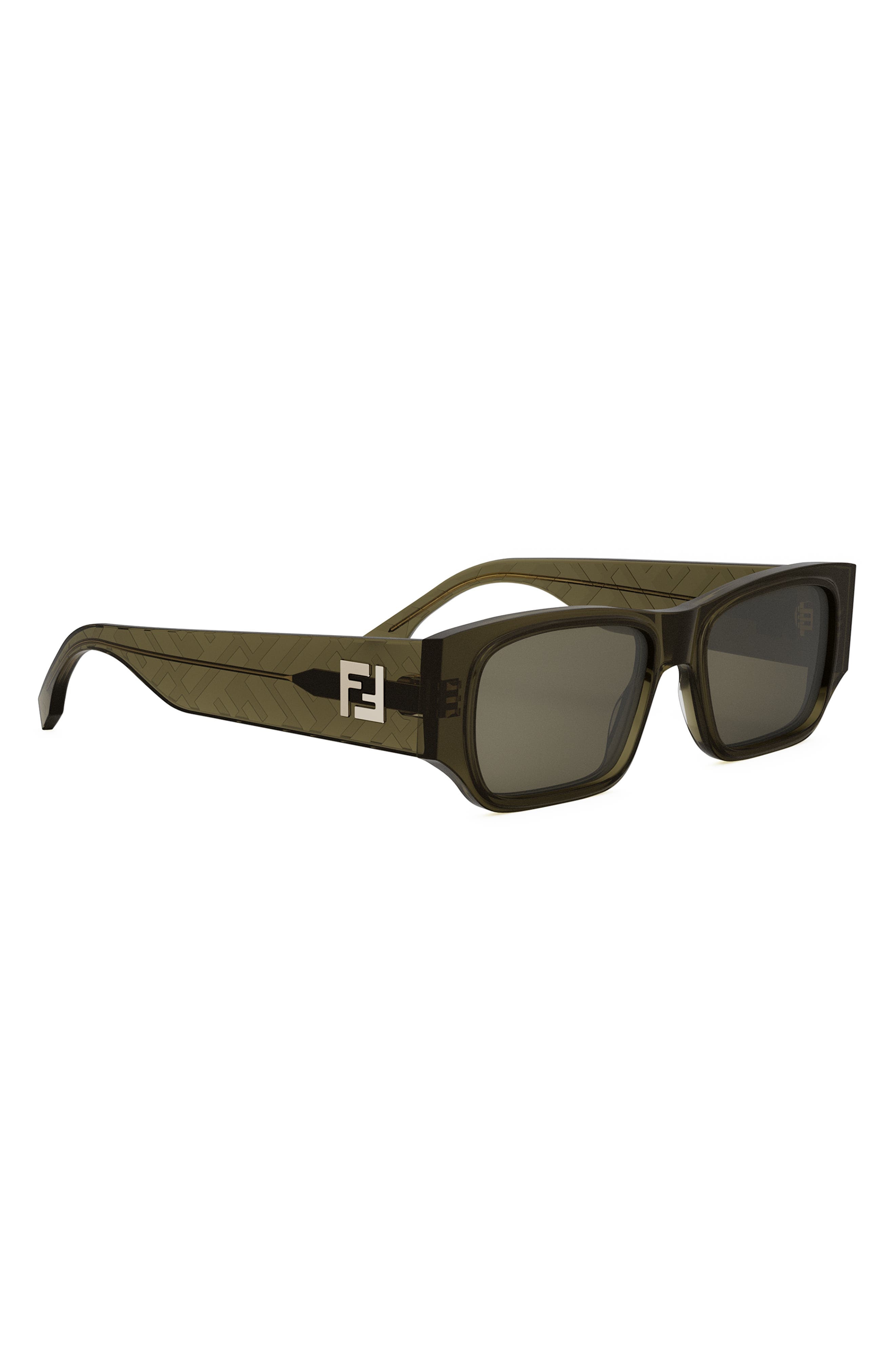 Fendi FF Squared 54mm Rectangular Sunglasses in Shiny Dark Green /Green at Nordstrom - 8