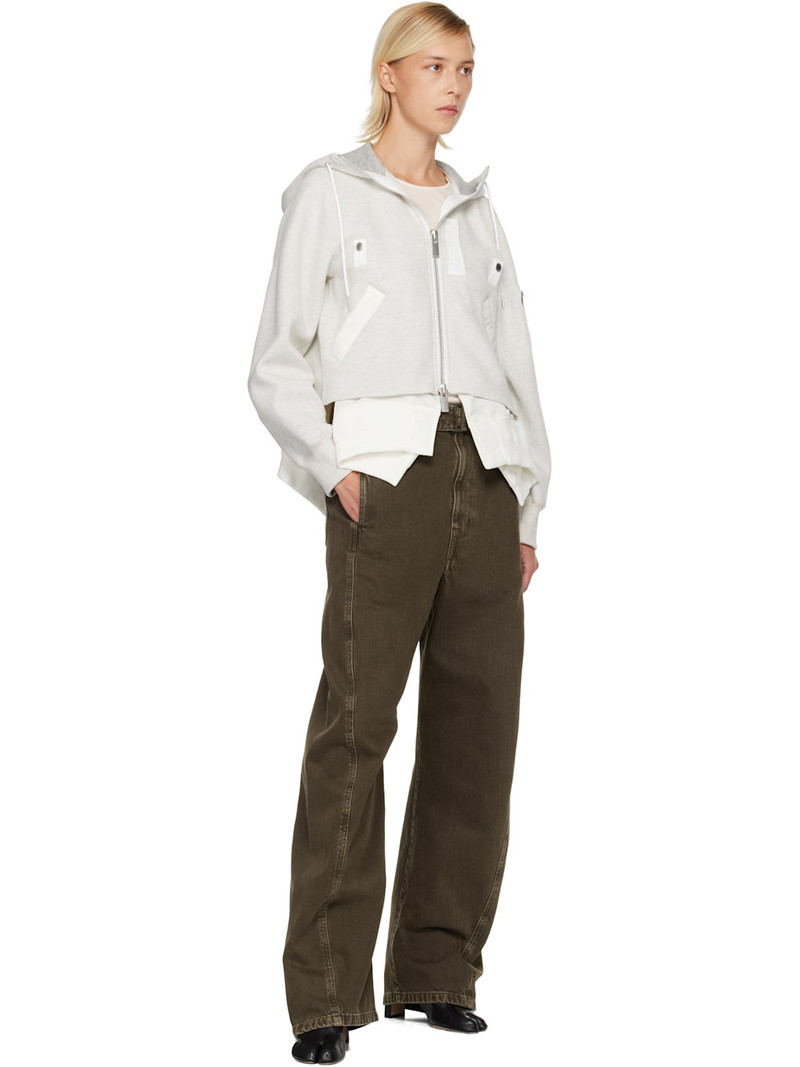 sacai Gray & White Sponge Sweat & Nylon Twill Hoodie outlook