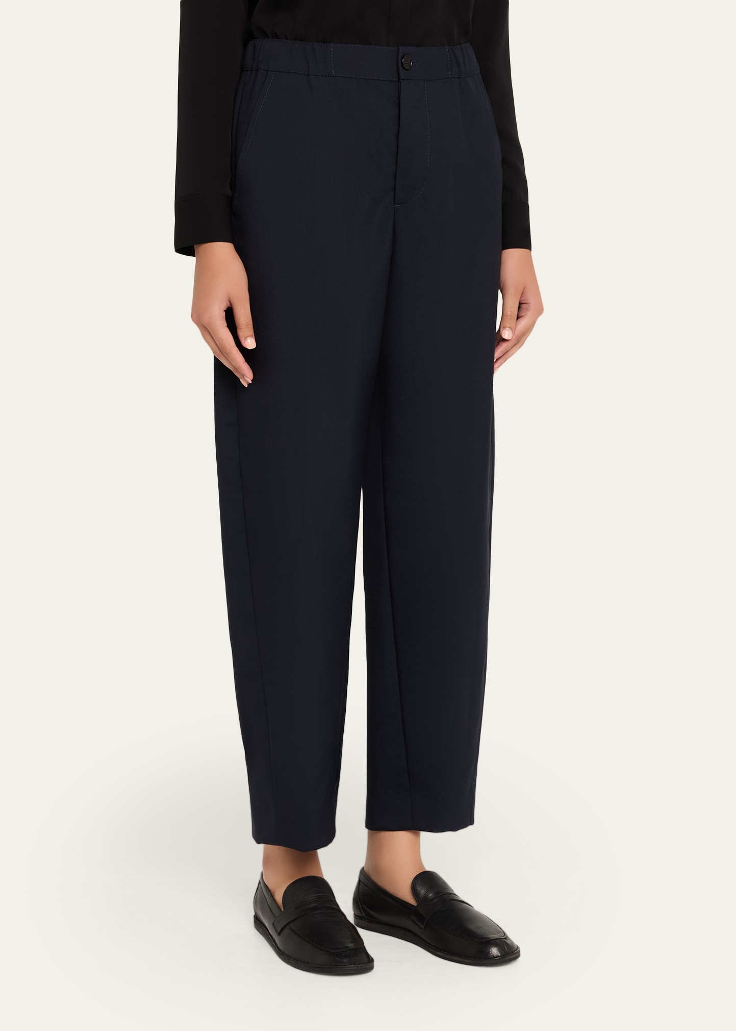 Elastic Waistband Straight-Leg Trousers - 4
