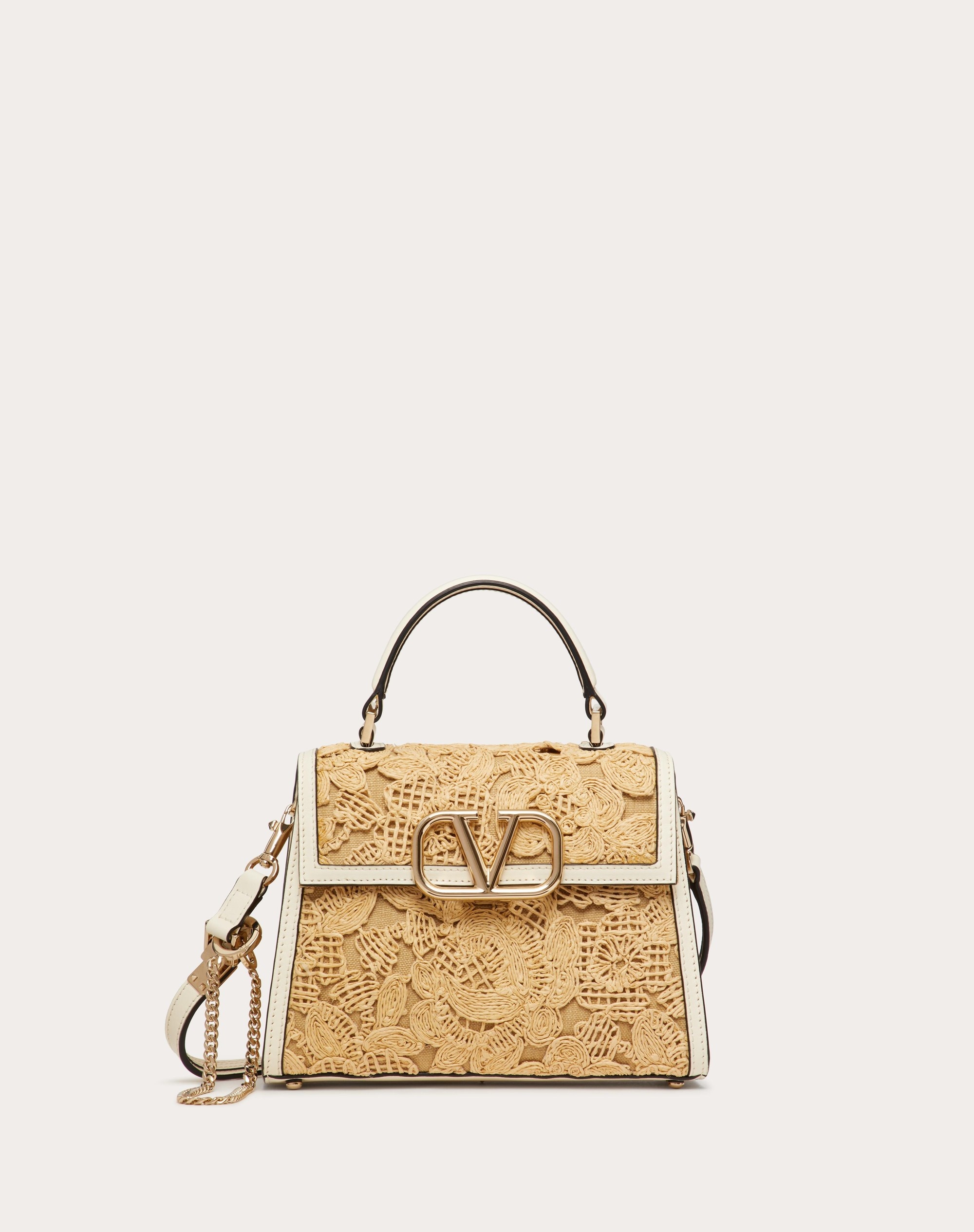 SMALL VSLING HANDBAG IN LACE-EFFECT RAFFIA - 1