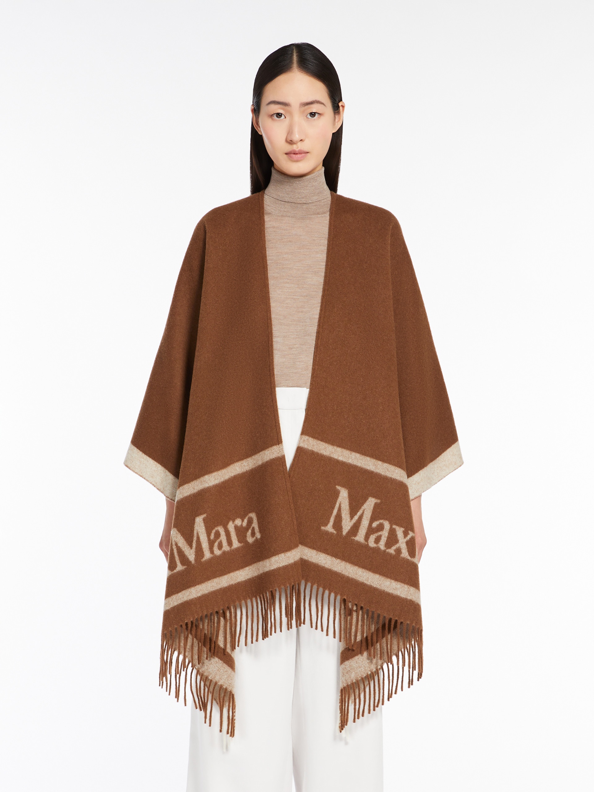 Max Mara HILDE Jacquard wool poncho | REVERSIBLE