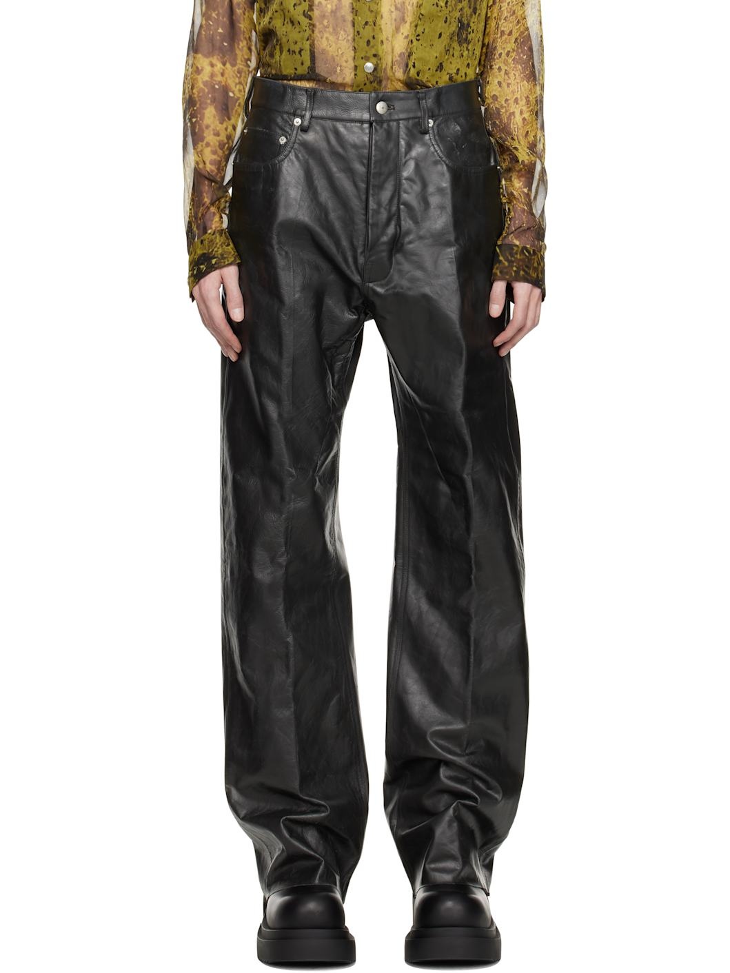 Black Hollywood Geth Leather Pants - 1
