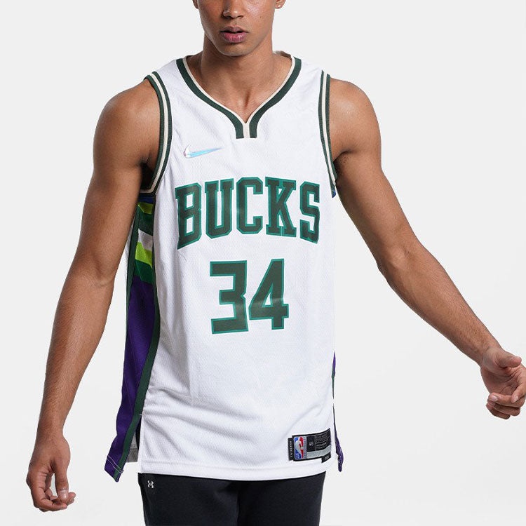 Nike Dri-FIT NBA Basketball Sports Milwaukee Bucks Giannis No.34 Vest 'White' DB4035-100 - 3