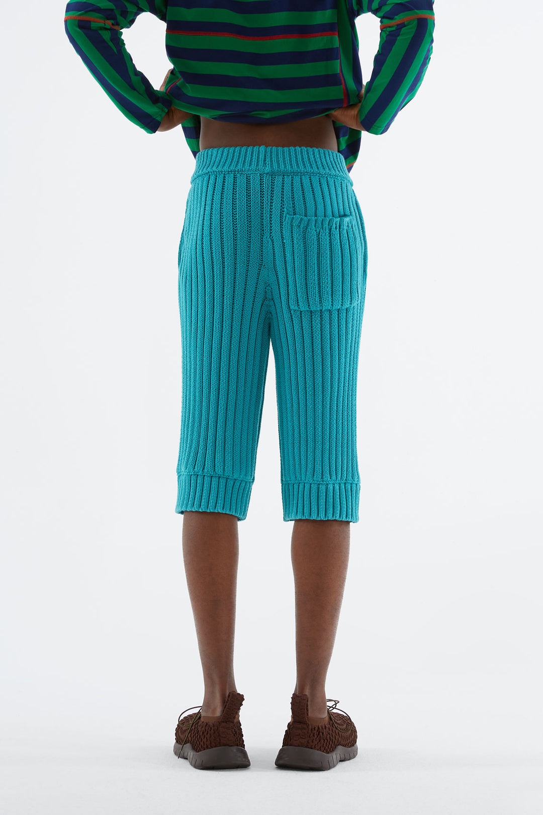 TURQUOISE KNIT SHORTS - 4