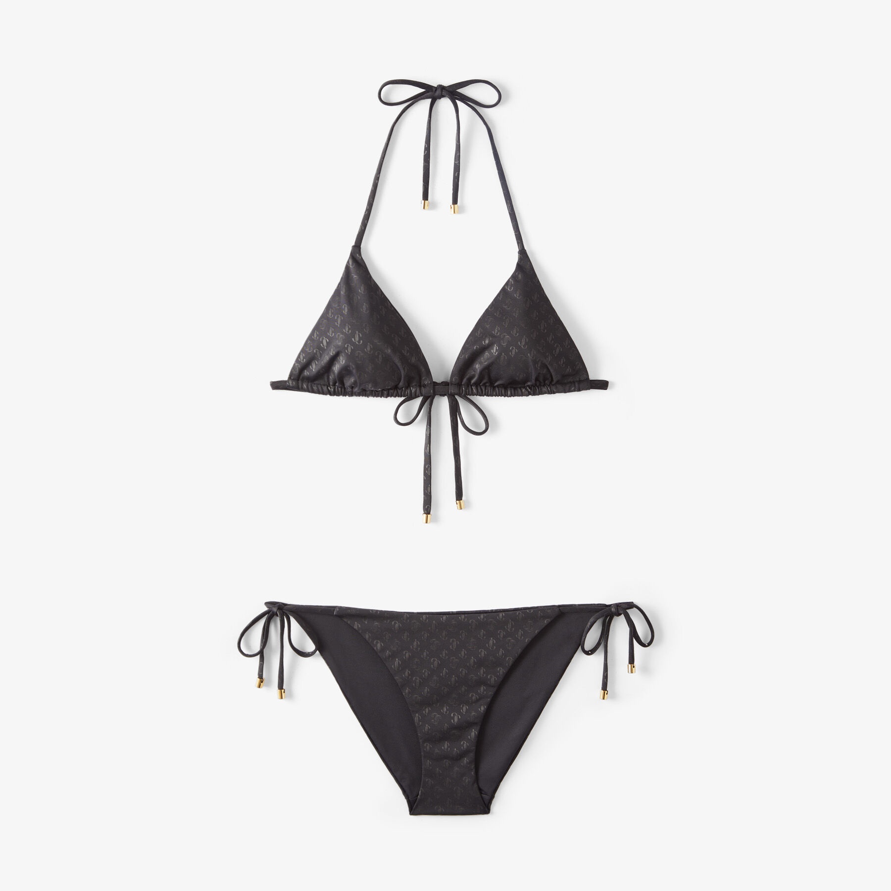 Ariah
Black JC Monogram-Print Regenerated Nylon and Lycra Triangle Bikini Top - 3