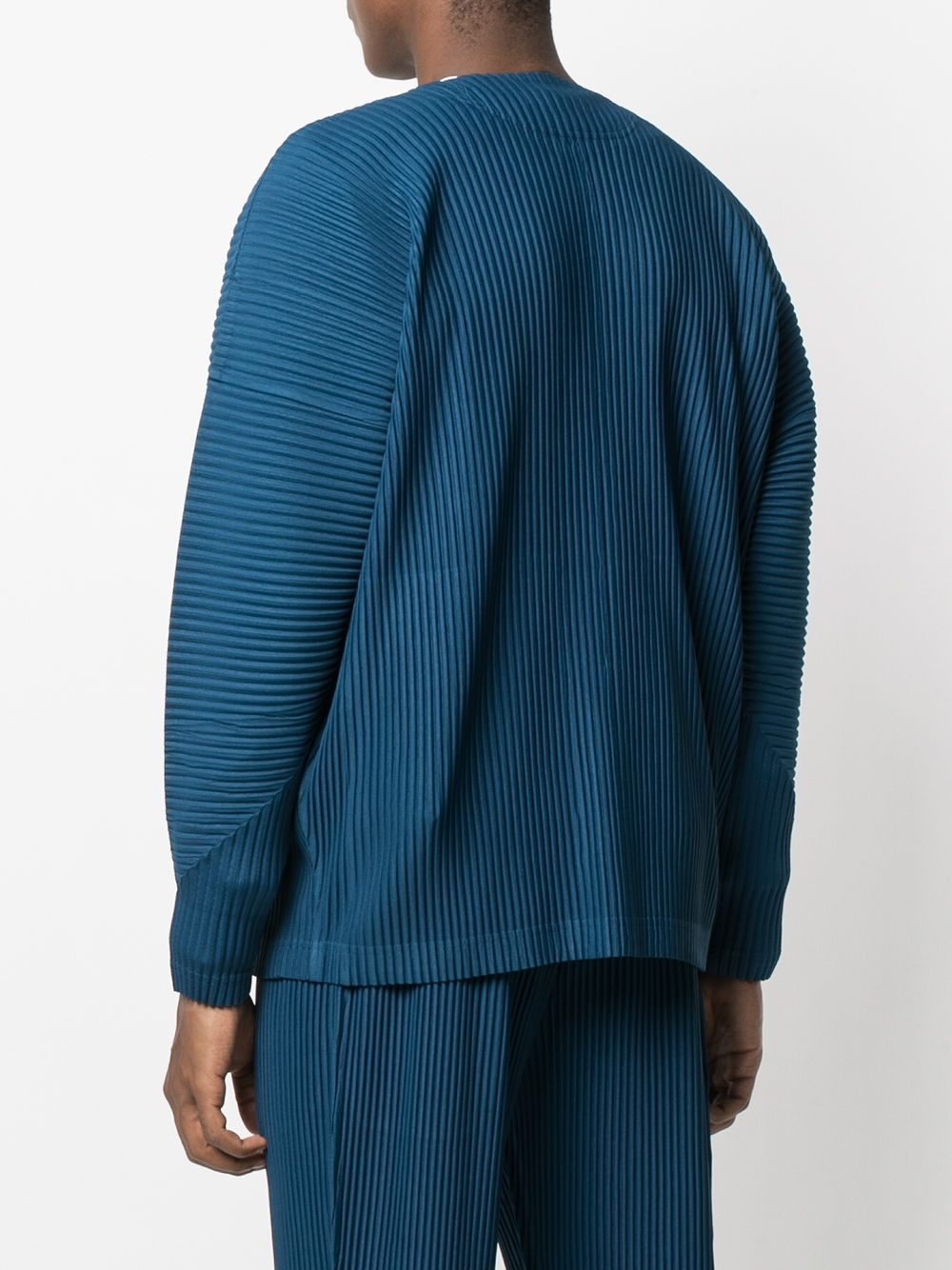 pleated collarless jacket - 4