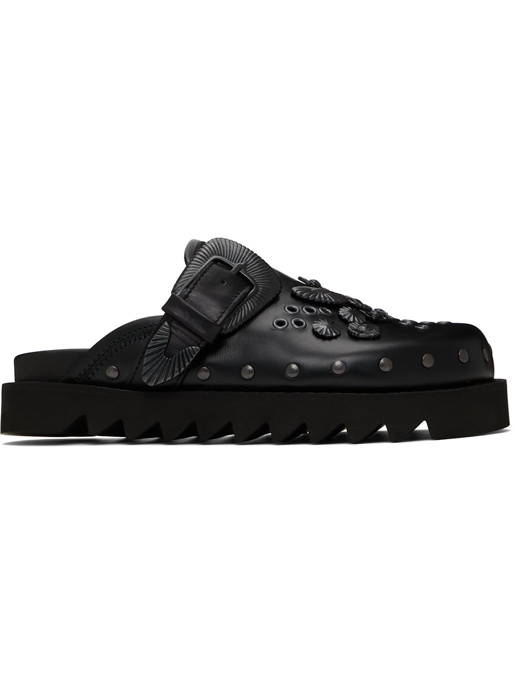 SSENSE Exclusive Black Eyelet Metal Sabot Slip-on Loafers - 1
