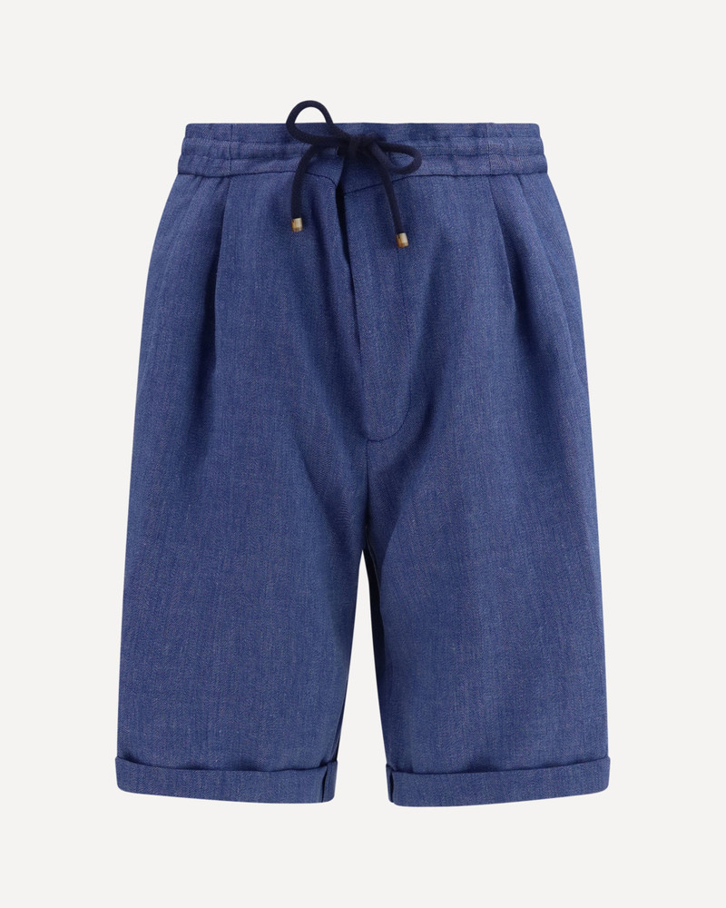 Linen and virgin wool chevron Bermuda Shorts 1