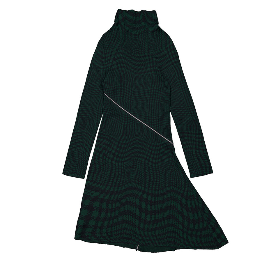 Burberry Warped Houndstooth Wool Blend Dress - 8