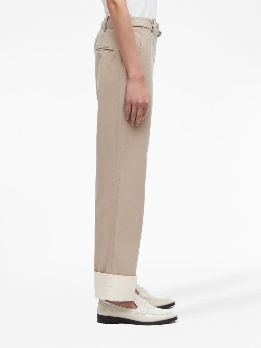belted cotton flared trousers - 3