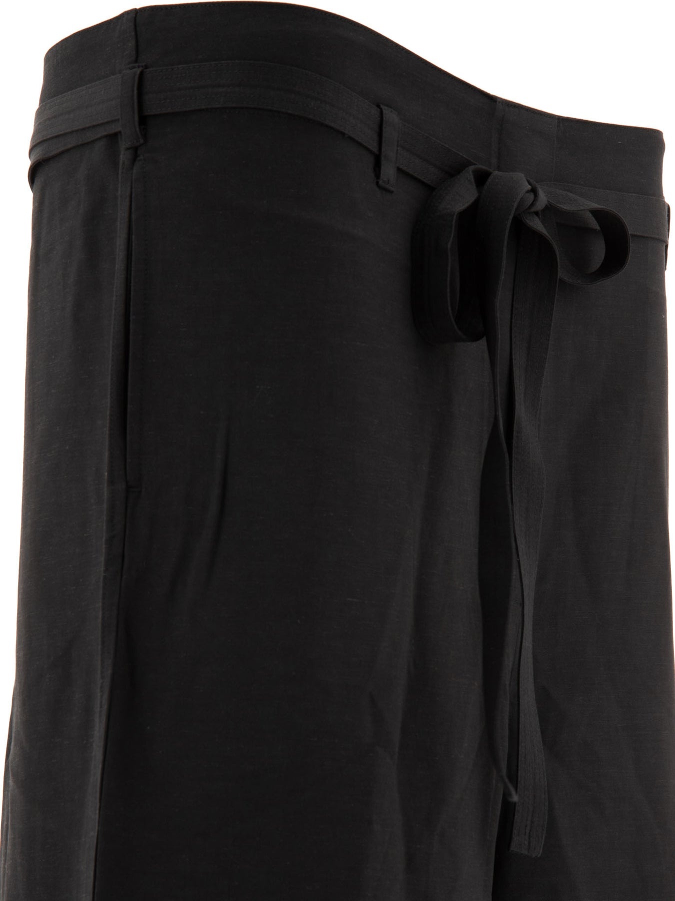 Wide Leg  In Fluid Viscose And Linen Trousers Black - 3