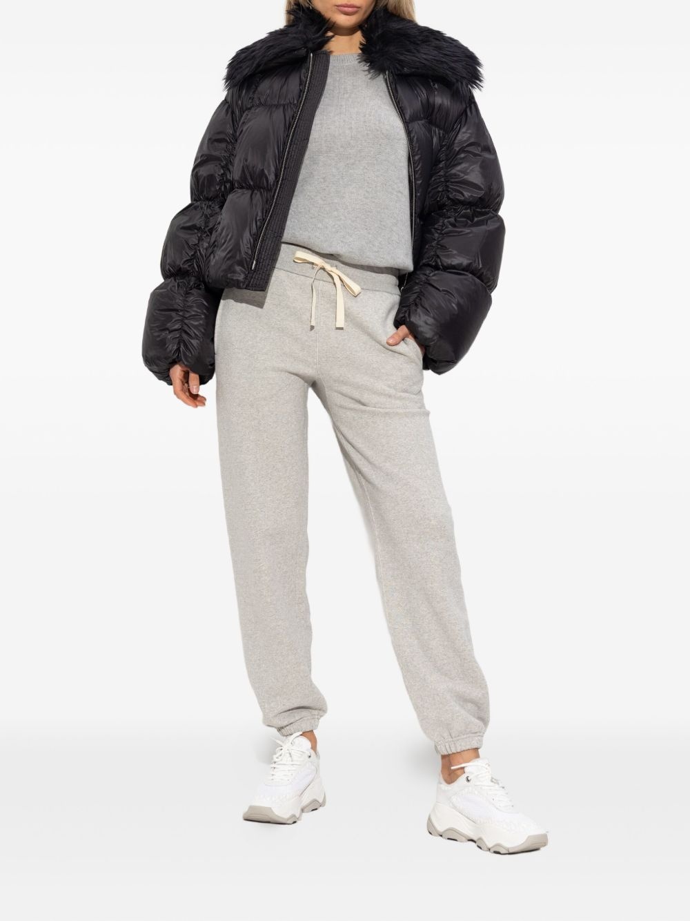 quilted faux-fur-collar jacket - 2