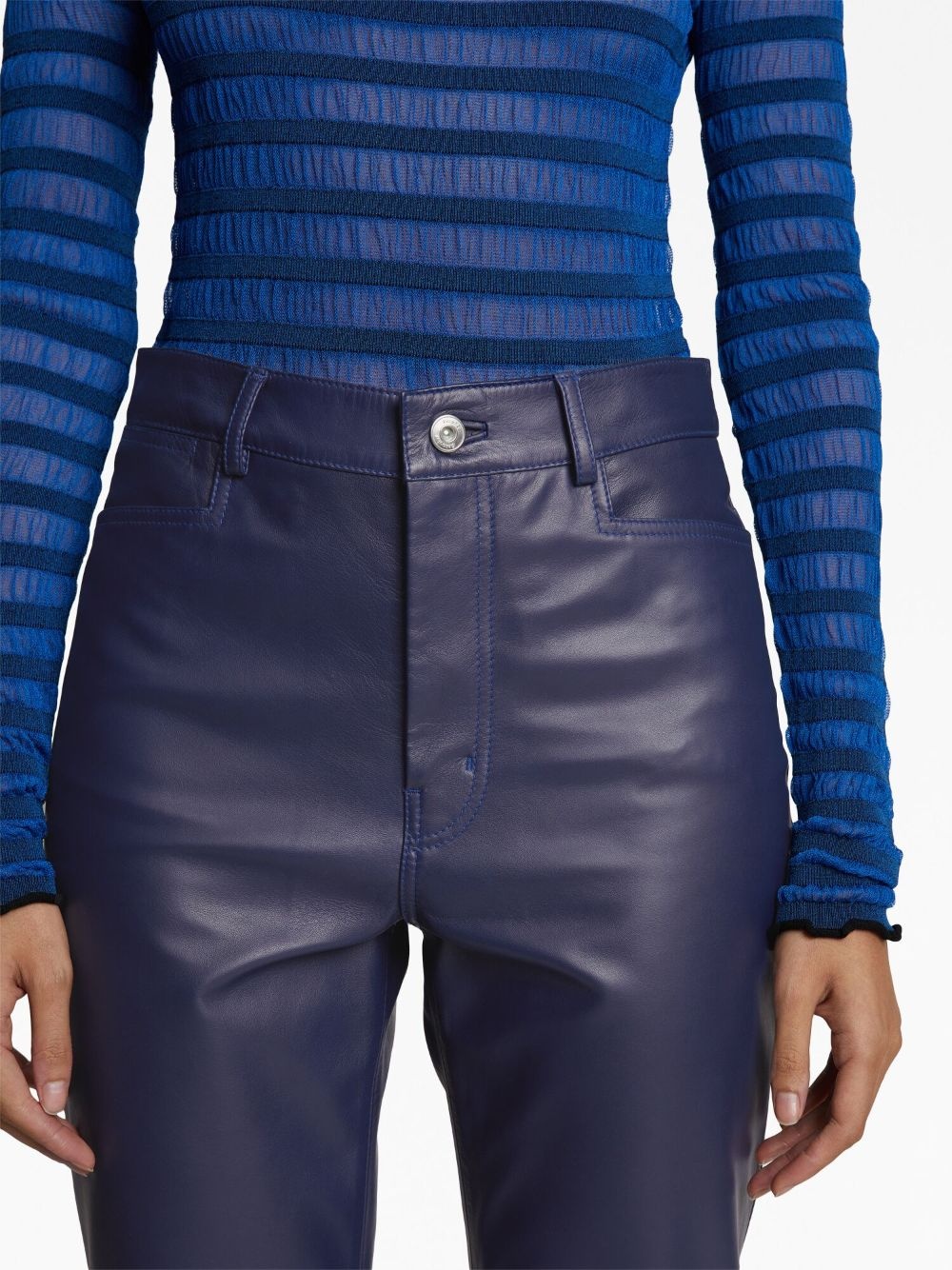 Straight Leg Leather Pant - 5