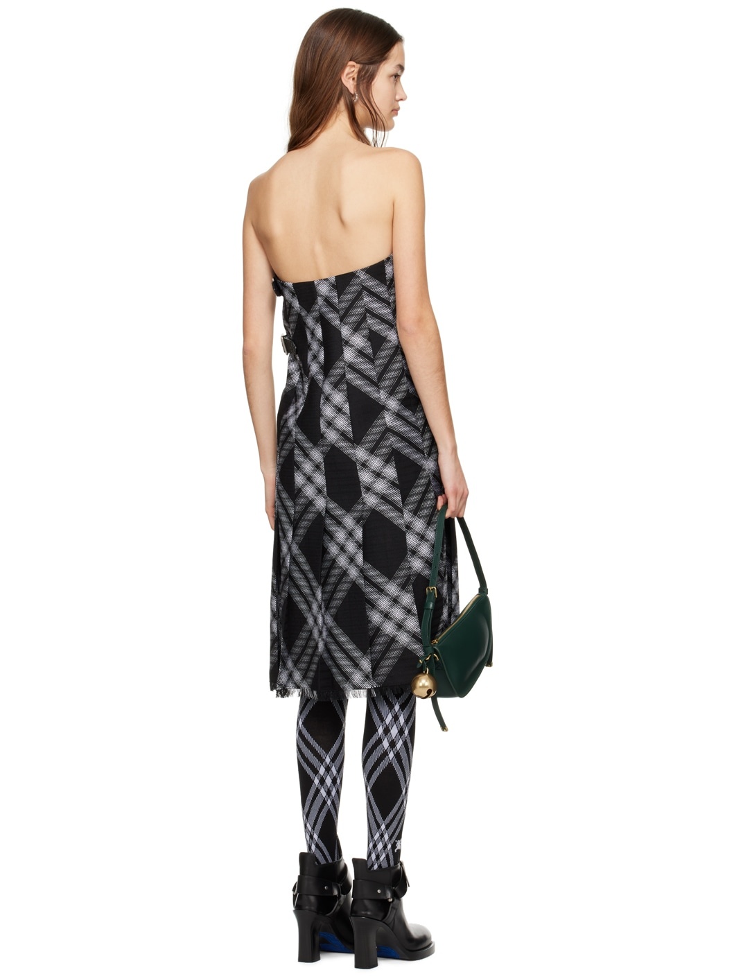 Black & White Check Midi Dress - 3