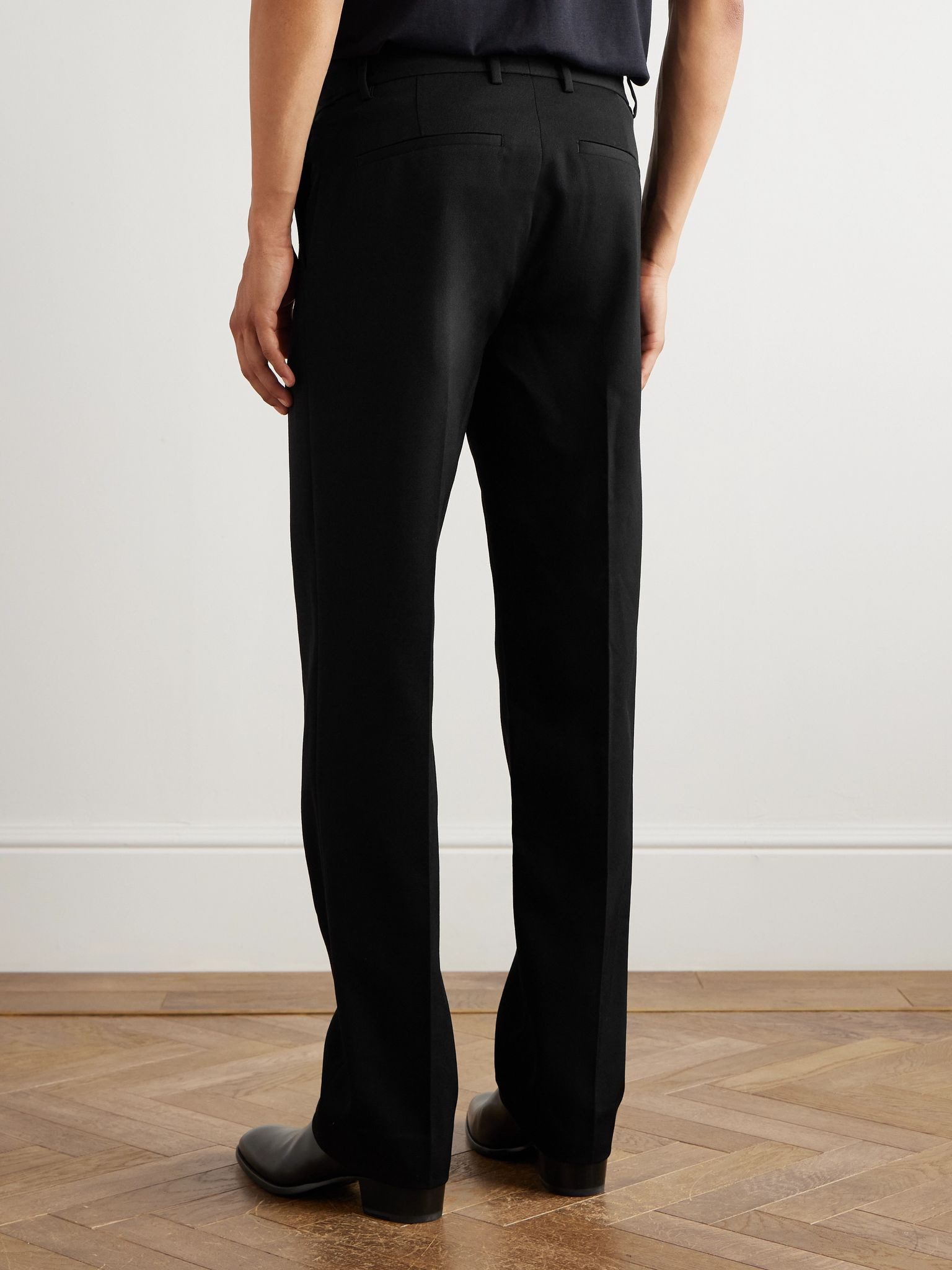 Fritz Straight-Leg Wool-Twill Trousers Black - 4