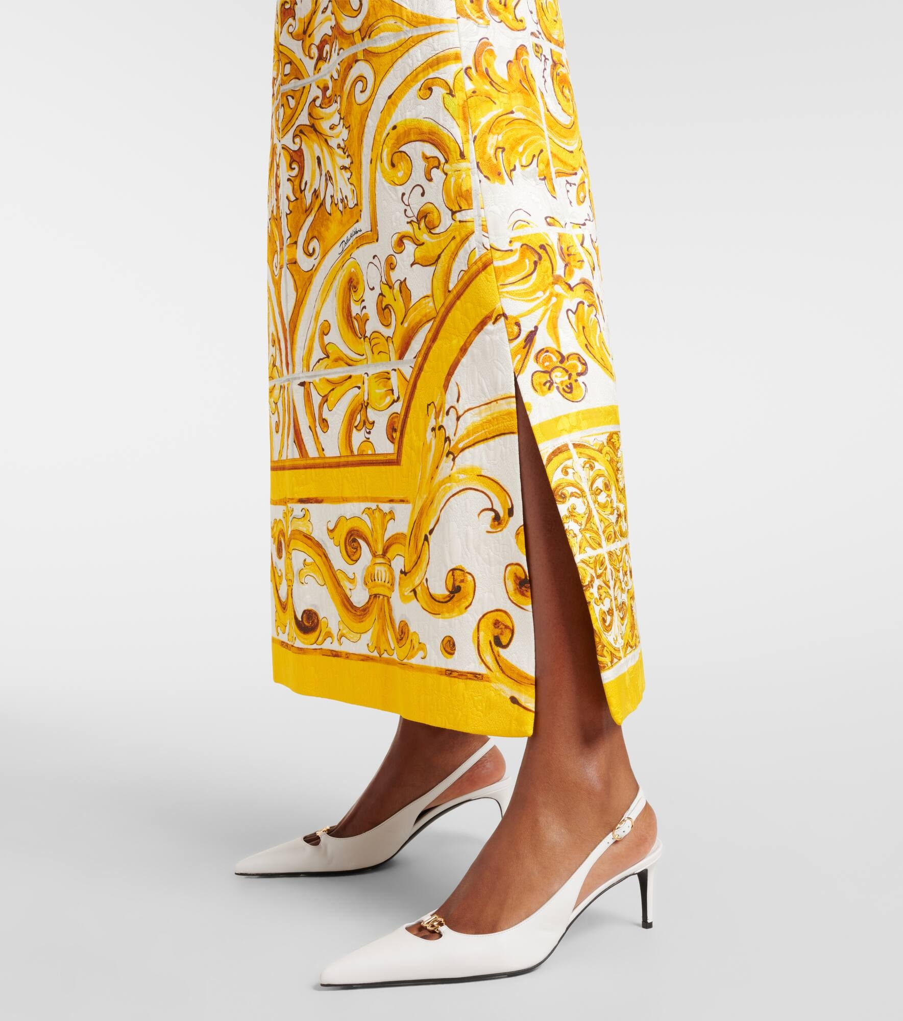 Majolica brocade midi skirt - 5