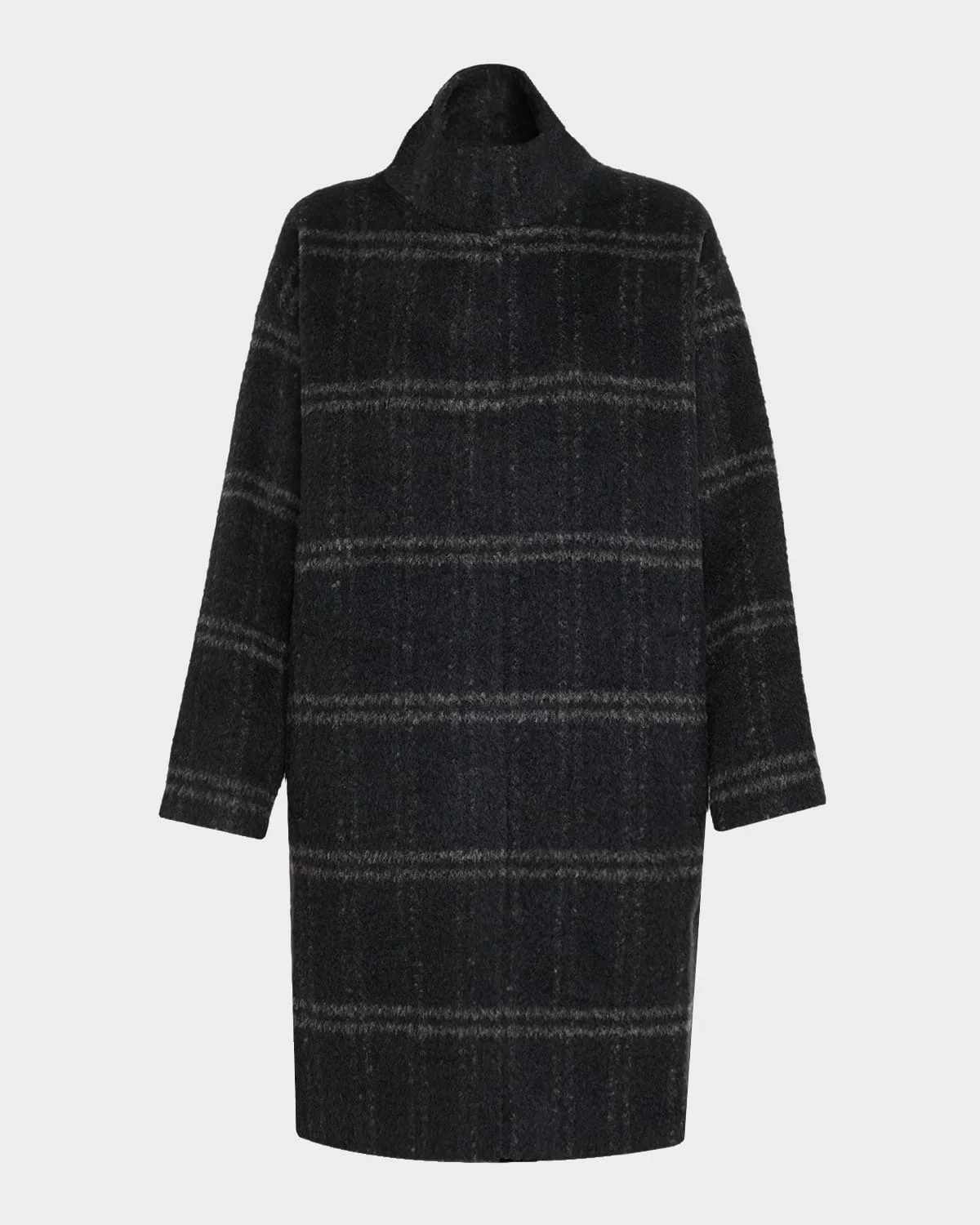 Stand-Collar Windowpane Luxe Alpaca Coat - 1