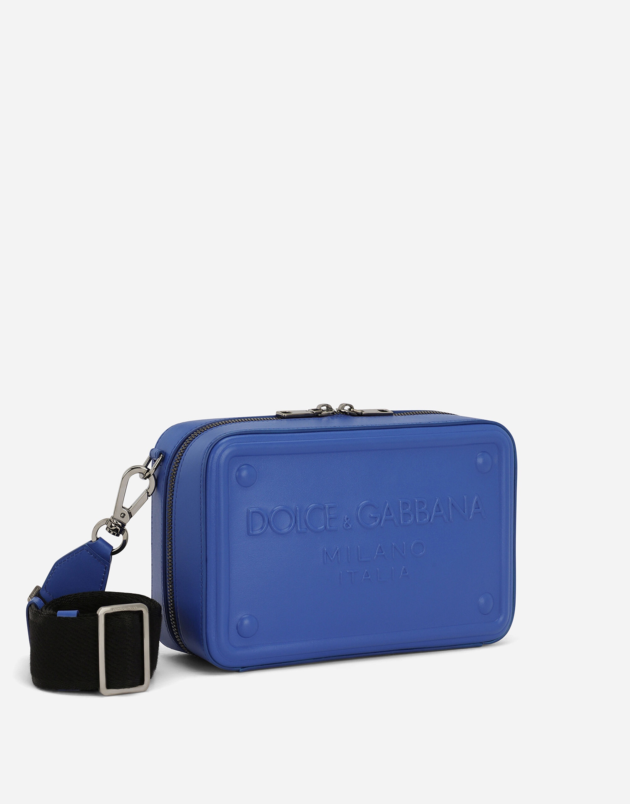 Calfskin crossbody bag with raised logo - 3